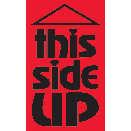 3 x 5" - "This Side Up" (Fluorescent Red) Labels