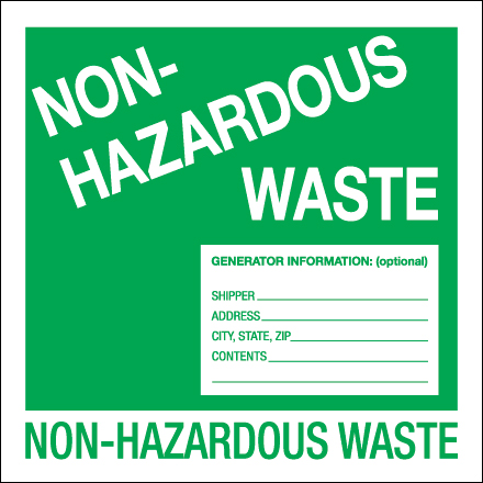 6 x 6" - "Non-Hazardous Waste" Labels