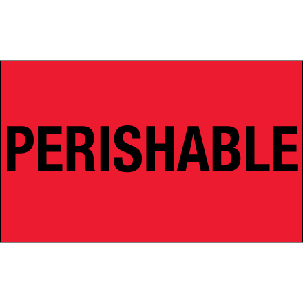 3 x 5" - "Perishable" (Fluorescent Red) Labels