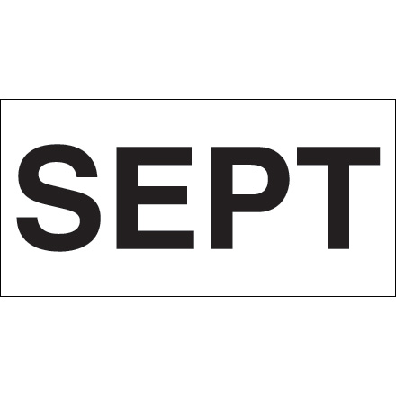 3 x 6" - "SEPT" (White) Months of the Year Labels