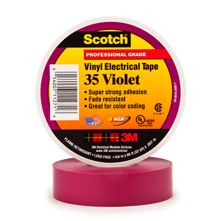 3/4" x 66' Violet (10 Pack) Scotch<span class='rtm'>®</span> Vinyl Color Coding Electrical Tape 35