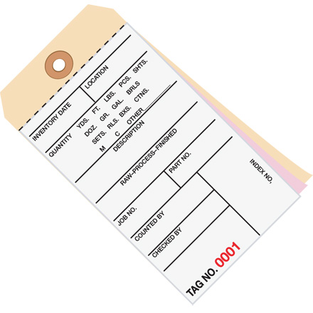 6 <span class='fraction'>1/4</span> x 3 <span class='fraction'>1/8</span>" - (6500-6999) Inventory Tags 3 Part Carbonless # 8