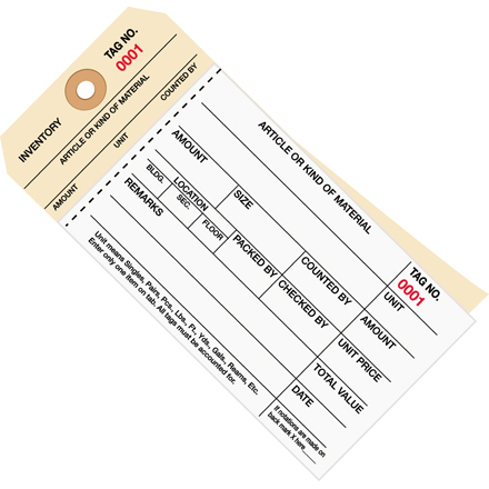 6 <span class='fraction'>1/4</span> x 3 <span class='fraction'>1/8</span>" - (0000-0499) Inventory Tags  2 Part Carbonless Stub Style #8