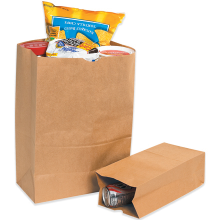 8 <span class='fraction'>1/4</span> x 6 <span class='fraction'>1/8</span> x 15 <span class='fraction'>7/8</span>" Kraft Grocery Bags