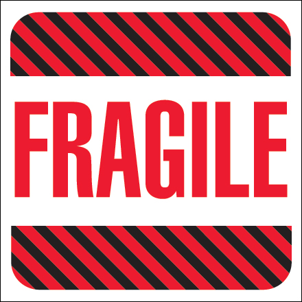 4 x 4" - "Fragile" Labels