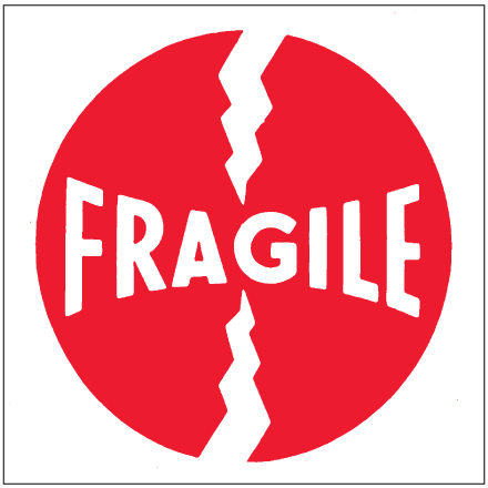 4 x 4" - "Fragile" Labels