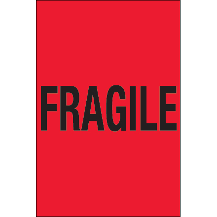 4 x 6" - "Fragile" (Fluorescent Red) Labels