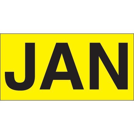 3 x 6" - "JAN" (Fluorescent Yellow) Months of the Year Labels