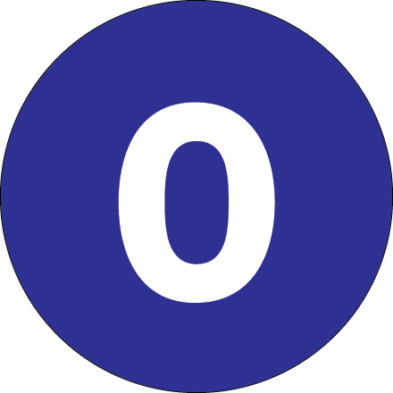 1" Circle - "0" (Dark Blue) Number Labels