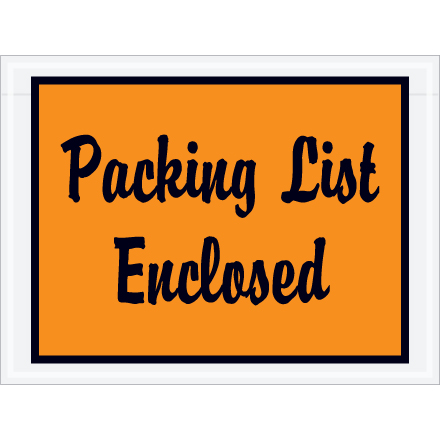 4 <span class='fraction'>1/2</span> x 6" Orange "Packing List Enclosed" Envelopes